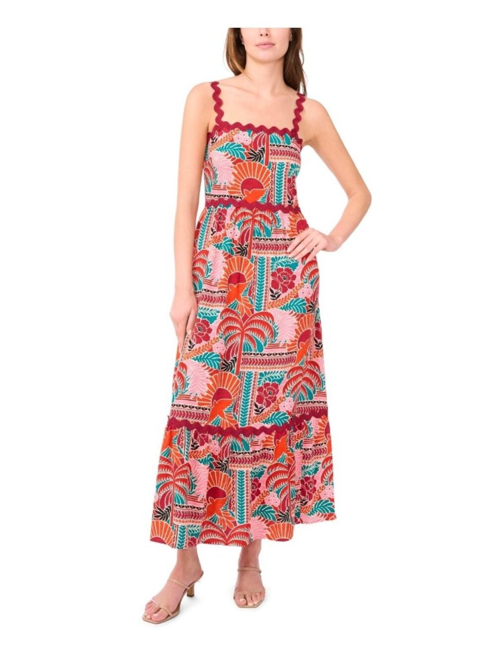 MSK Women's Sleeveless Square-Neck Maxi Dress Red Size M MSRP $89